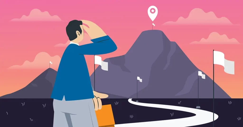Man looking at the mountain