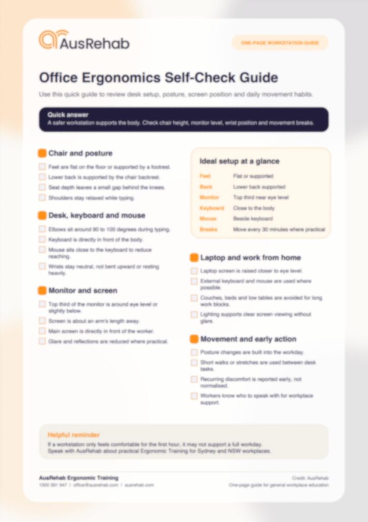 Office ergonomics self-check guide for Sydney and NSW workplaces