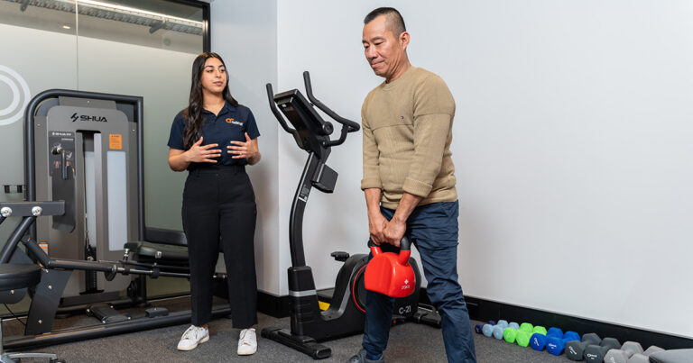 Worker being evaluated during a Pre-Employment Functional Assessment