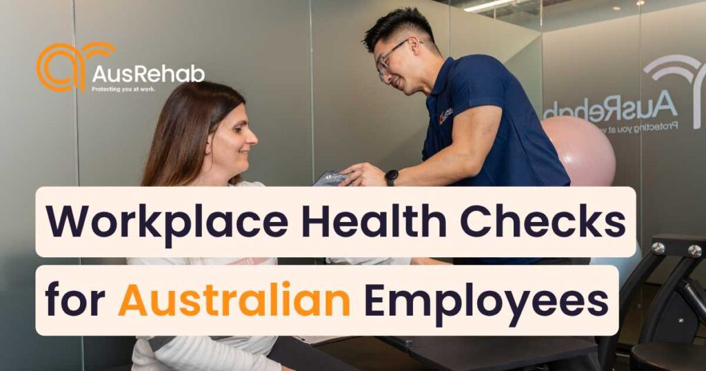 Checklist of workplace health risk screening components including blood pressure and fitness assessments
